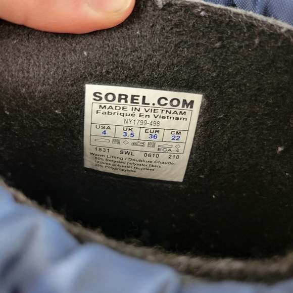 Sorel Snow Boots Blue Black Kids Size 4 - Picture 5 of 8